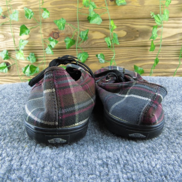 VANS Plaid Men Sneaker Shoes Red Fabric Lace Up Size‎ 7.5 Medium - Picture 5 of 10